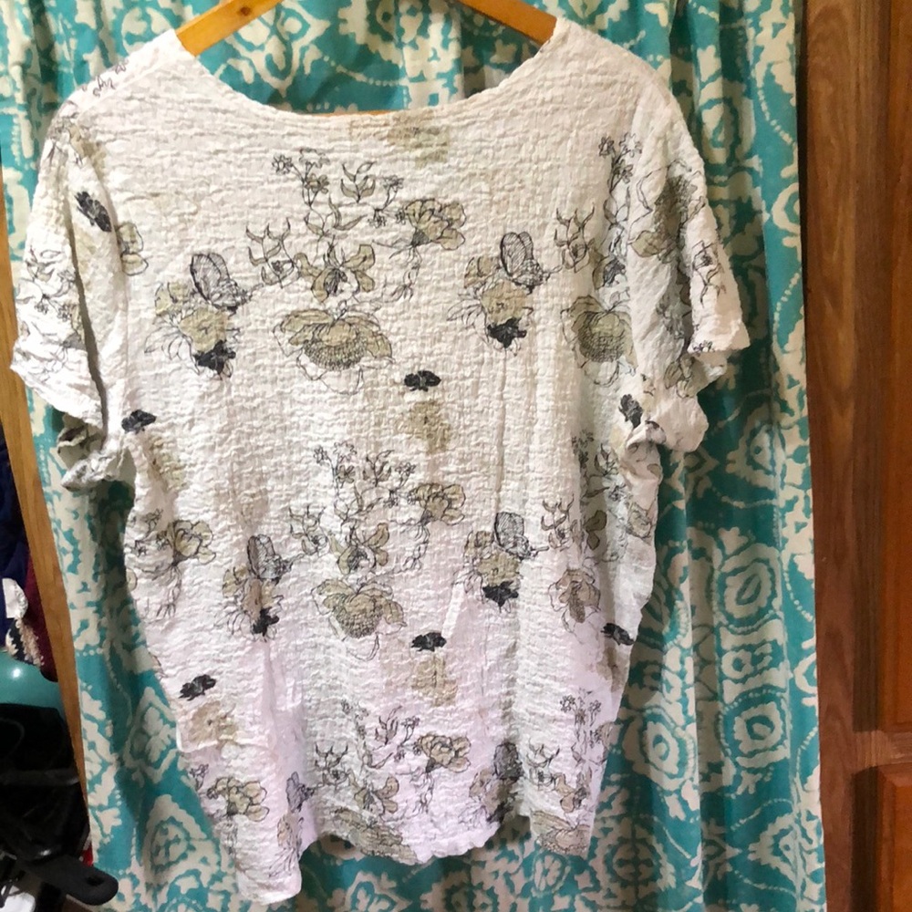 White Stag Cream Ruched Short Sleeve Blouse Vintage - Picture 2 of 5